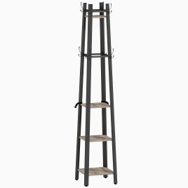 HERON Industrial 4-Shelf Coat Stand - Grey/Black
