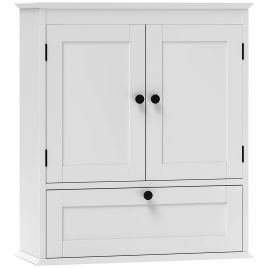 JONRIL Bathroom Wall Cabinet Wooden Adjustable Shelf Storage Unit - White