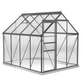 NORVIA Walk-In Polycarbonate Greenhouse 190x253cm - Dark Grey