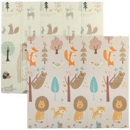 AIVAGO Baby Play Mat, Double-Sided Foldable Crawling Mat, Reversible Waterproof - Animal
