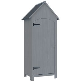 ORVALLIA Wooden Garden Storage Shed with 3 Shelves - Grey