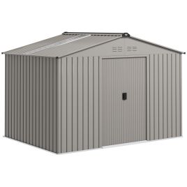 NORLAN Garden Shed Galvanised Steel Outdoor Metal Storage Shed with Doors - Grey