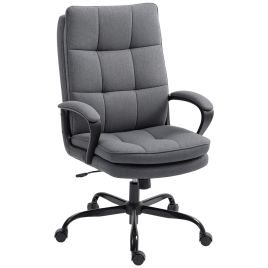 SOLRIC Linen Office Chair Look Double Padded Task Chair - Grey