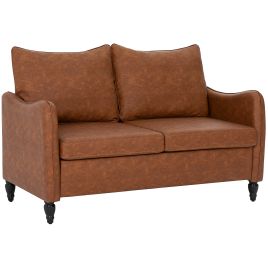 LAVIN Faux Leather 2 Seater Fullback Sofa - Brown
