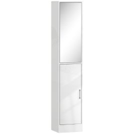 GORVIN Bathroom Cabinet Tall Storage Unit with Mirror - White