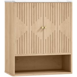 JORVE Bathroom Wall Cabinet Wooden with Adjustable Shelf - Oak