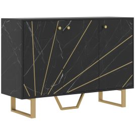 KORAL Wooden Sideboard 3 Door with Metal Legs - Black