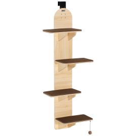 WENTON Door Mounted Cat Tree Plush Multi Level Shelf - Brown