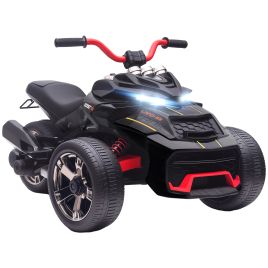 BOVEN Kids Electric Ride On Car Plastic 3 Wheeler LED Lights - Black