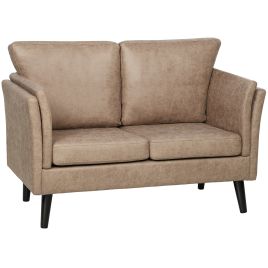 LAVRIC Leather 2 Seater Fullback Sofa - Brown