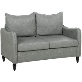 LAVIN Faux Leather 2 Seater Fullback Sofa - Grey