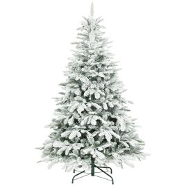LURETH Artificial Flocked Christmas Tree Plastic Hinged Stand 6ft - Green