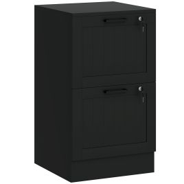 SOLVEN Filing Cabinet Wooden Office Storage 2 Drawer - Black