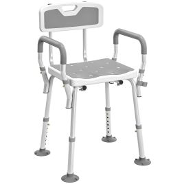 DALRIC Shower Chair Aluminium Padded Adjustable with Backrest - Grey
