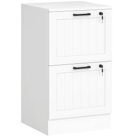 SOLVEN Filing Cabinet Wooden Office Storage 2 Drawer - White
