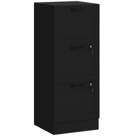 SOLVEN Filing Cabinet Wooden Office Storage 3 Drawer - Black