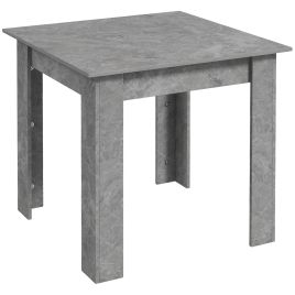DRAVELLE Square Small Dining Table with Faux Cement Effect, Space Saving and Non-slip Foot Pads - Grey