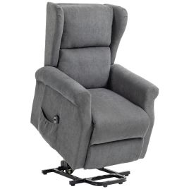 OSLEY Fabric Electric Power Lift Recliner Armchair - Charcoal Grey