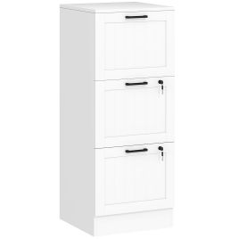 SOLVEN Filing Cabinet Wooden Office Storage 3 Drawer - White