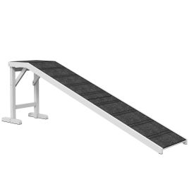 UVREN Pet Ramp Pine Dog Ramp with Non Slip Carpet - White and Grey