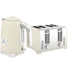 DEVRA Kettle and Toaster Set Stainless Steel Retro 3000W Style - Grey