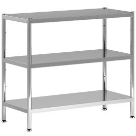 DUVANE 3 Tier Kitchen Bakers Rack Stainless Steel Adjustable Shelves Storage Unit - Silver
