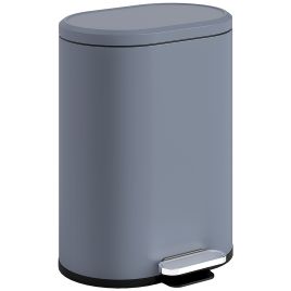 SAVRIA Kitchen Rubbish Bin Metal Slim Rectangular Pedal Soft Close 30L - Grey