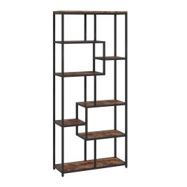IVRON Seven Tier Geometric Bookcase - Brown
