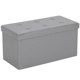 FERLIN PU Leather Ottoman Storage Bench - Grey