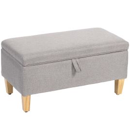 JOWEN Linen Ottoman Storage Bench Large - Grey