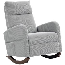 LOMRIC Jumbo Cord Rocking Armchair - Grey