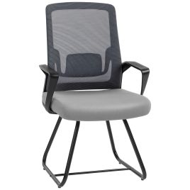 MIRAVELL Mesh Fabric Office Chair for Waiting Room with Metal Base - Dark Grey
