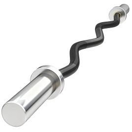 DRAYLISSE 4ft Olympic EZ Curl Bar with Non-Slip Hand Grip - Silver