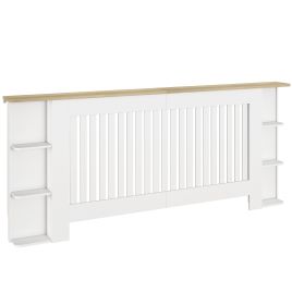 LORTHYNE Extra Large Hallway Vertical Slatted Radiator Cabinet with Open Storage Shelves - White