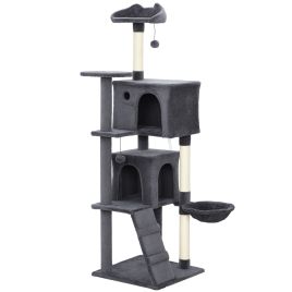 MORNYSS Large Cat Tree Tower with Sisal Scratching Posts 160cm - Dark Grey