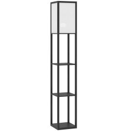 FORLEWYN Floor Lamp with Shelves and 3 Layer Column Modern - Black