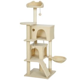 MORNYSS Large Cat Tree Tower with Sisal Scratching Posts 140cm - Beige