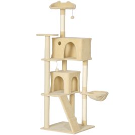 MORNYSS Large Cat Tree Tower with Sisal Scratching Posts 180cm - Biege