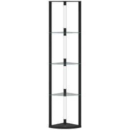 MERIVANE LED Floor Lamp with Shelves and Foot Switch - Black