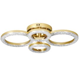 ULVARA Ceiling Fixture with Modern 4 Rings, Wall Switch Control, 40W 4350lm Flush Mount, 3500K/4500K/6000K Colour Temperatures - Gold