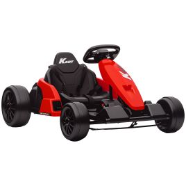OTHRELYN 24V Kids Electric Drift Kart with Adjustable Seat - Red