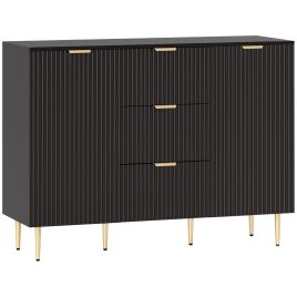 KELVOR 2 Door Sideboard with 3 Drawers and Adjustable Shelves - Black