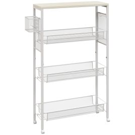 VORNMERE 3 Tier Island with 3 Wire Baskets - White