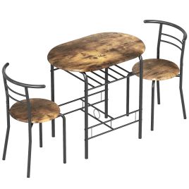 WYNTHERRA Three Piece Compact Dining Table and Chair Set - Rustic Brown