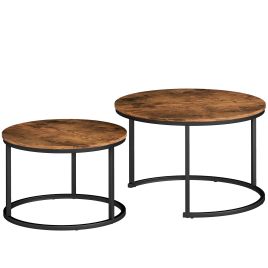 KRESTHAL Nest of Coffee Table with Metal Frame Set of 2 - Rustic Brown