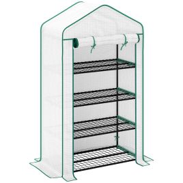 GRAYSBY Four Tier Mini Greenhouse with Cover - White