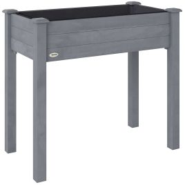 TRILLMERE Wooden Raised Garden Bed Elevated Planter Box - Dark Grey