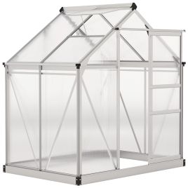 QUINDLETON Walk In Polycarbonate Greenhouse 6x4ft - Silver