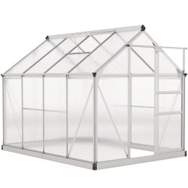 SHARROW Walk In Greenhouse 6 x 8ft with Sliding Door - Clear