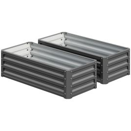 YENSFORD Steel Planter Boxes Set of 2 - Light Grey